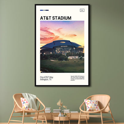 AT&T Stadium Print,Cowboys Stadium Canvas Art, Man Cave Gift, Floating Framed Canvas Print Wall Art