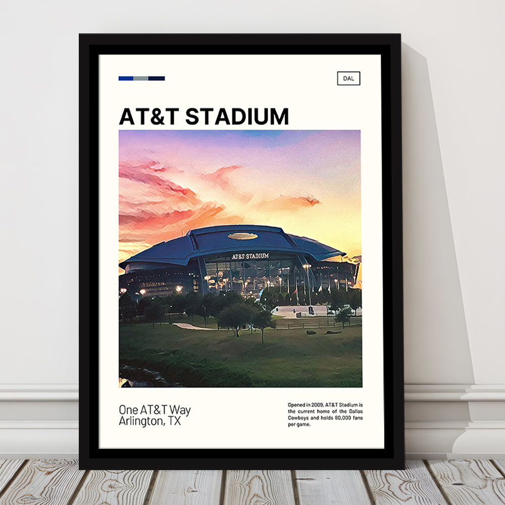 AT&T Stadium Print,Cowboys Stadium Canvas Art, Man Cave Gift, Floating Framed Canvas Print Wall Art