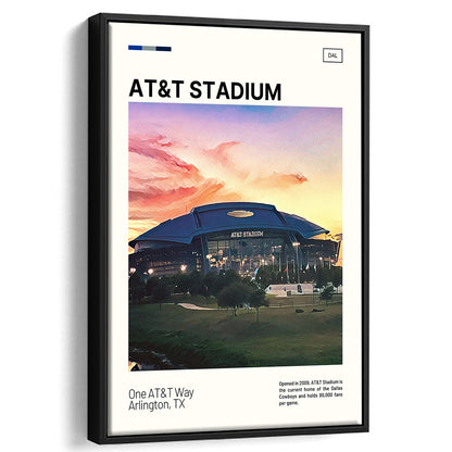 AT&T Stadium Print,Cowboys Stadium Canvas Art, Man Cave Gift, Floating Framed Canvas Print Wall Art
