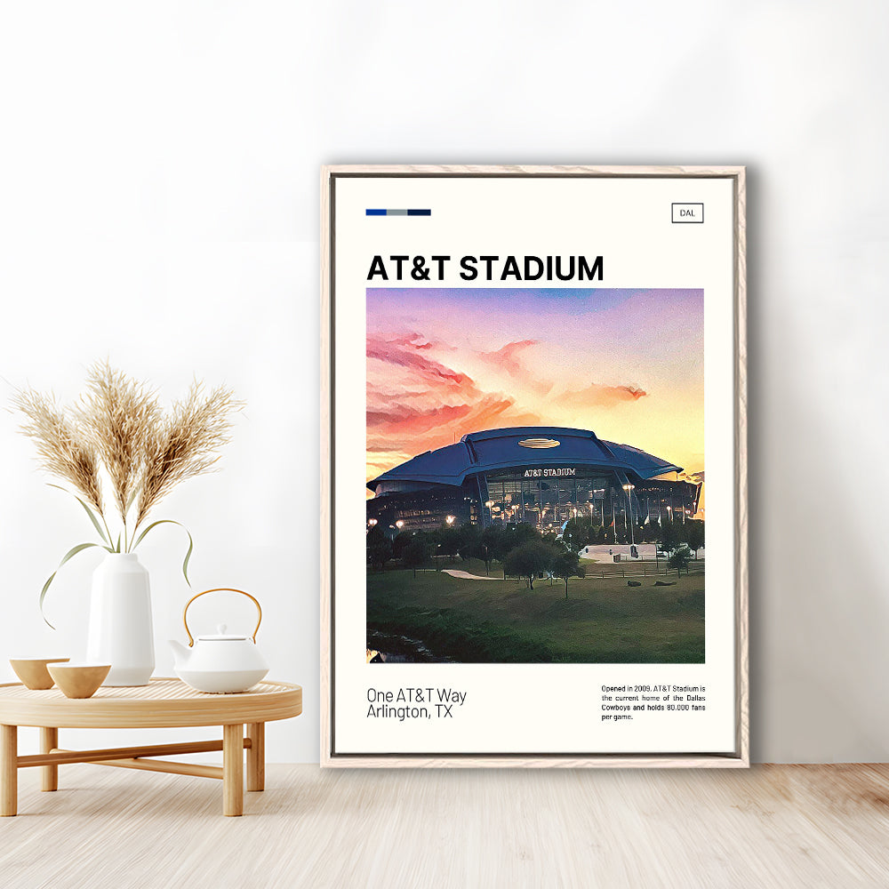 AT&T Stadium Print,Cowboys Stadium Canvas Art, Man Cave Gift, Floating Framed Canvas Print Wall Art