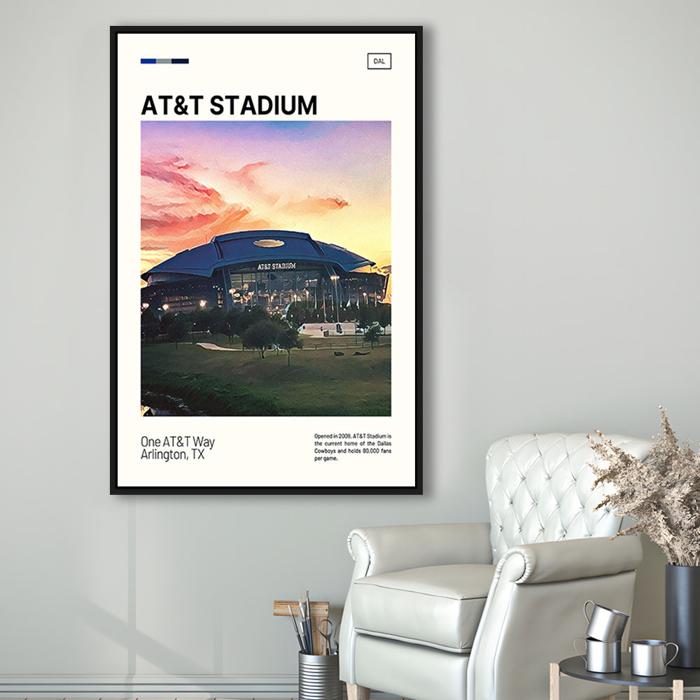 AT&T Stadium Print,Cowboys Stadium Canvas Art, Man Cave Gift, Floating Framed Canvas Print Wall Art