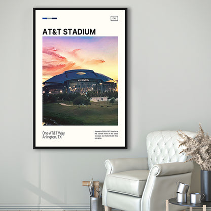 AT&T Stadium Print,Cowboys Stadium Canvas Art, Man Cave Gift, Floating Framed Canvas Print Wall Art