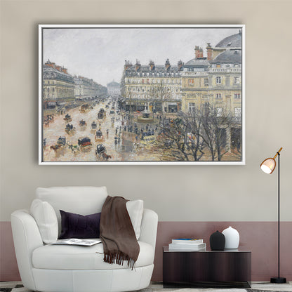 A Rainy Day In Paris Vintage Art Print Vintage Painting Antique Art, Framed Canvas Print Wall Art, Floating Frame