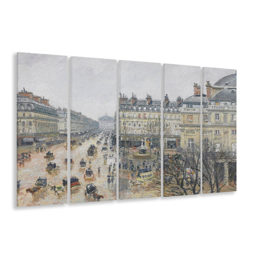 A Rainy Day in Paris Vintage Art Print Vintage Painting Antique Art, 5 Panel B Canvas Print Wall Art, Extra Large Canvas