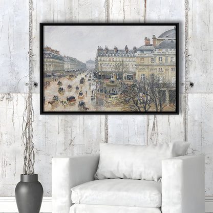 A Rainy Day In Paris Vintage Art Print Vintage Painting Antique Art, Framed Canvas Print Wall Art, Floating Frame