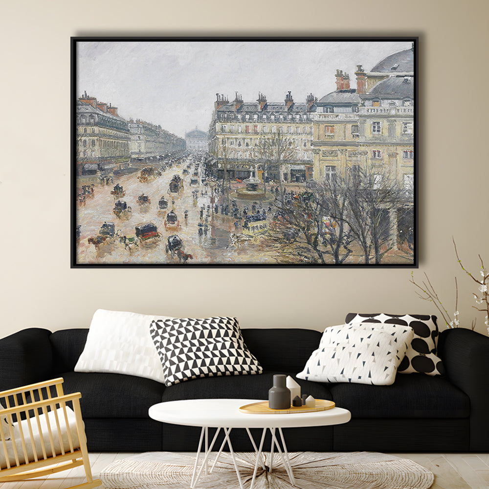 A Rainy Day In Paris Vintage Art Print Vintage Painting Antique Art, Framed Canvas Print Wall Art, Floating Frame