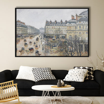 A Rainy Day In Paris Vintage Art Print Vintage Painting Antique Art, Framed Canvas Print Wall Art, Floating Frame