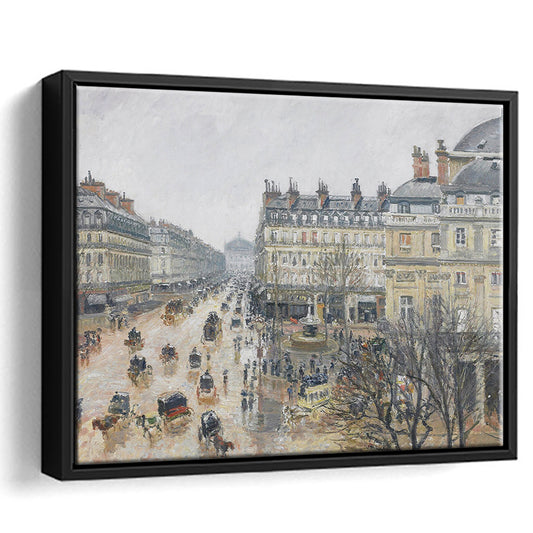 A Rainy Day In Paris Vintage Art Print Vintage Painting Antique Art, Framed Canvas Print Wall Art, Floating Frame