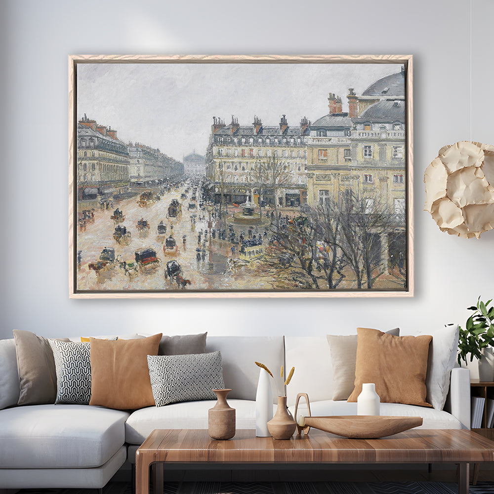 A Rainy Day In Paris Vintage Art Print Vintage Painting Antique Art, Framed Canvas Print Wall Art, Floating Frame