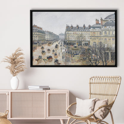 A Rainy Day In Paris Vintage Art Print Vintage Painting Antique Art, Framed Canvas Print Wall Art, Floating Frame