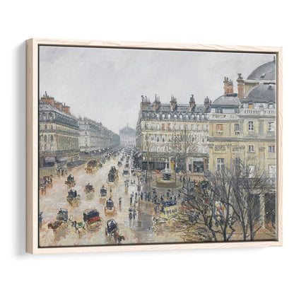 A Rainy Day In Paris Vintage Art Print Vintage Painting Antique Art, Framed Canvas Print Wall Art, Floating Frame