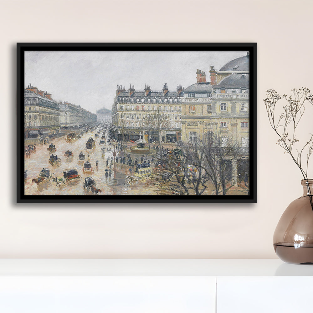 A Rainy Day In Paris Vintage Art Print Vintage Painting Antique Art, Framed Canvas Print Wall Art, Floating Frame