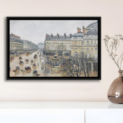 A Rainy Day In Paris Vintage Art Print Vintage Painting Antique Art, Framed Canvas Print Wall Art, Floating Frame