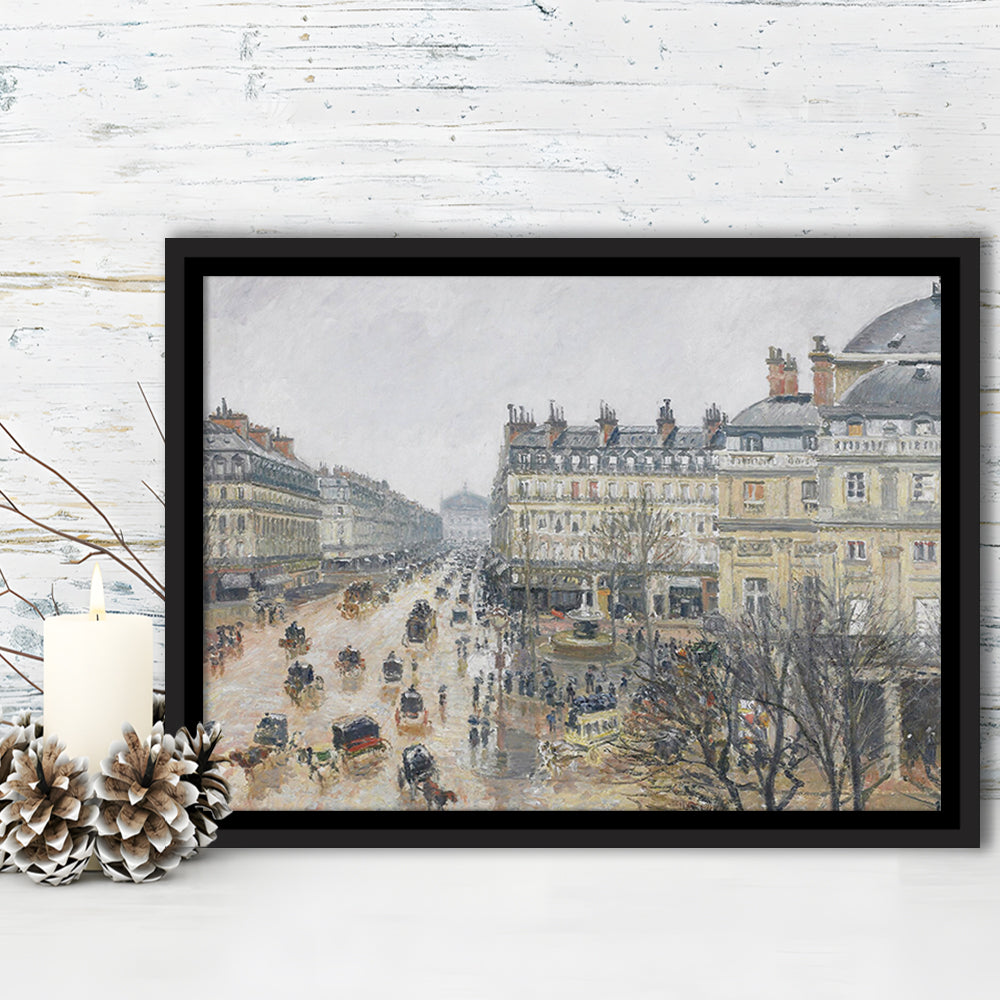 A Rainy Day In Paris Vintage Art Print Vintage Painting Antique Art, Framed Canvas Print Wall Art, Floating Frame