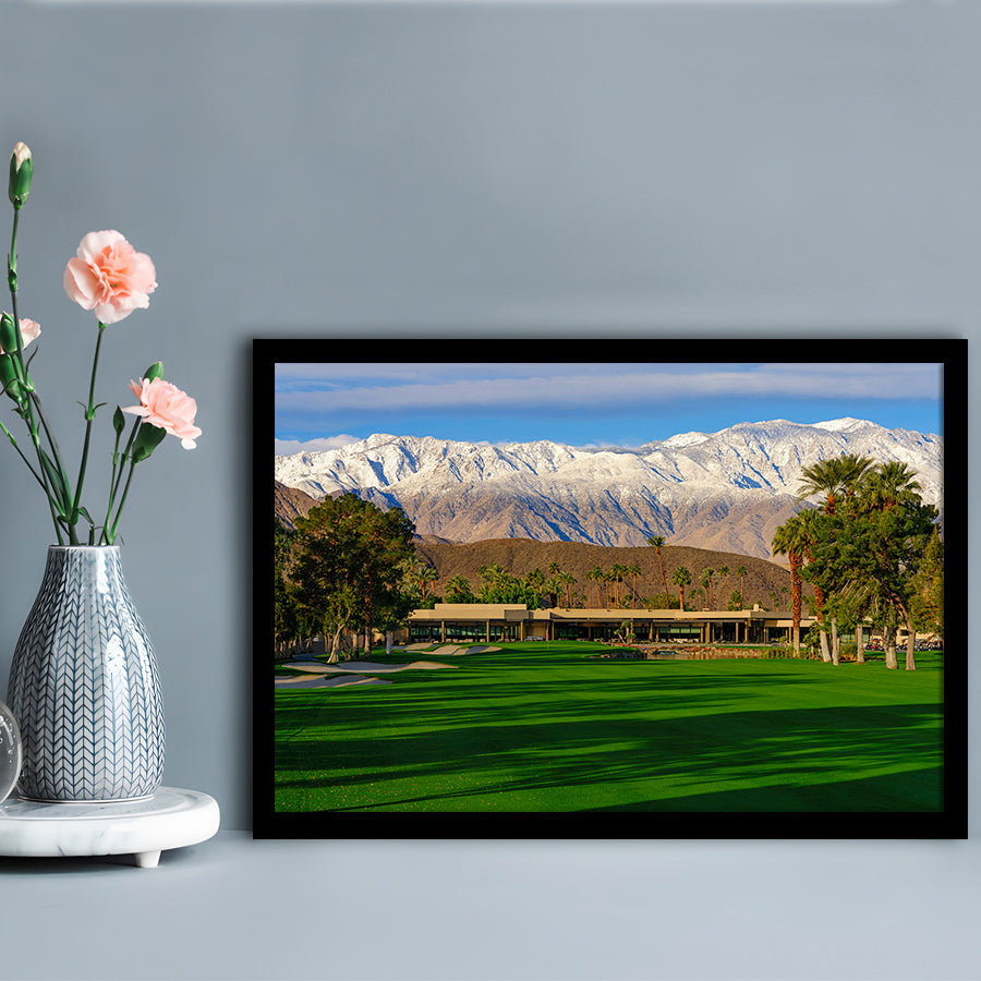 San Jacinto Mountain Framing The 18Th Hole At Tamarisk Golf Courses, Framed Art Print Wall Decor, Picture Framed