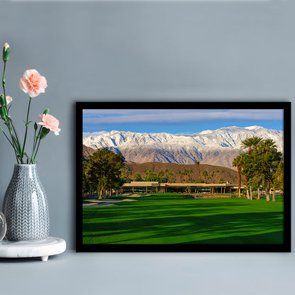 San Jacinto Mountain Framing The 18Th Hole At Tamarisk Golf Courses, Framed Art Print Wall Decor, Picture Framed