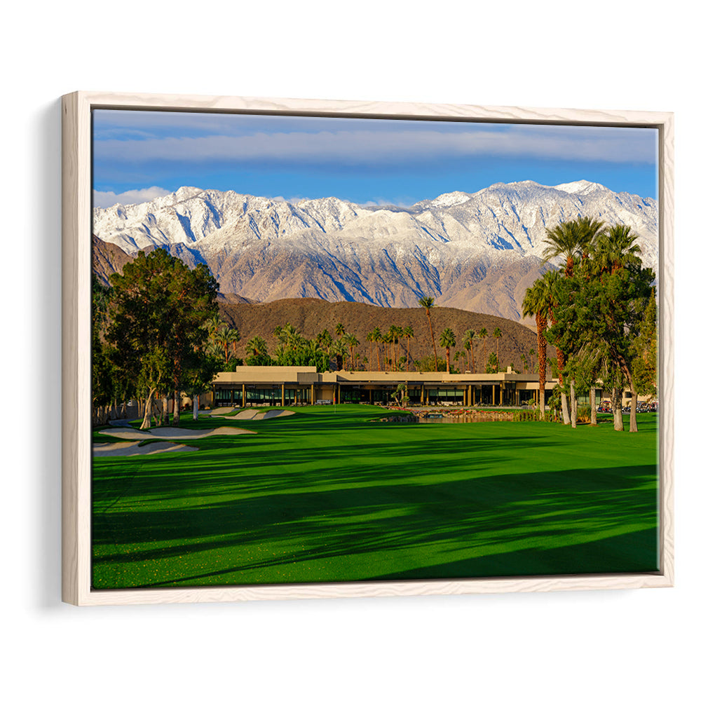San Jacinto Mountain Framing The 18Th Hole At Tamarisk Golf Courses, Floating Framed Canvas Print Wall Art