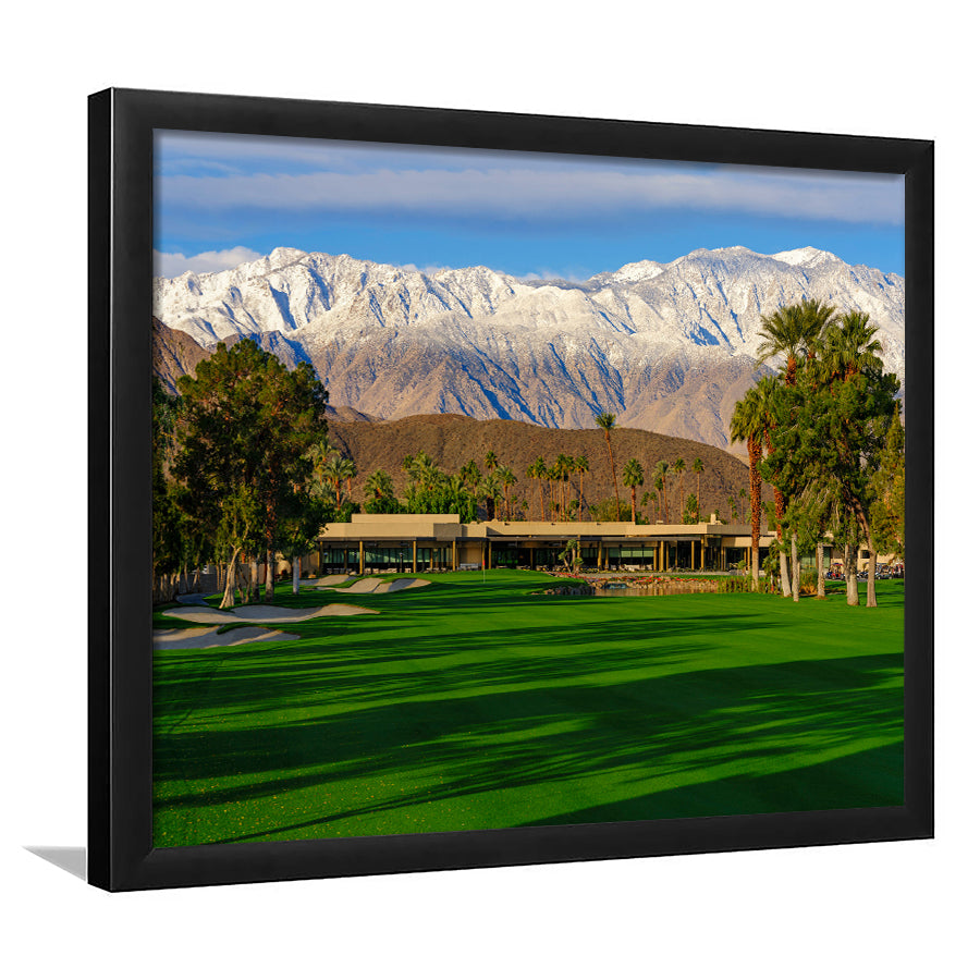 San Jacinto Mountain Framing The 18Th Hole At Tamarisk Golf Courses, Framed Art Print Wall Decor, Picture Framed