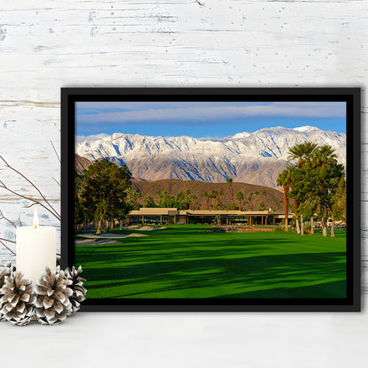 San Jacinto Mountain Framing The 18Th Hole At Tamarisk Golf Courses, Floating Framed Canvas Print Wall Art