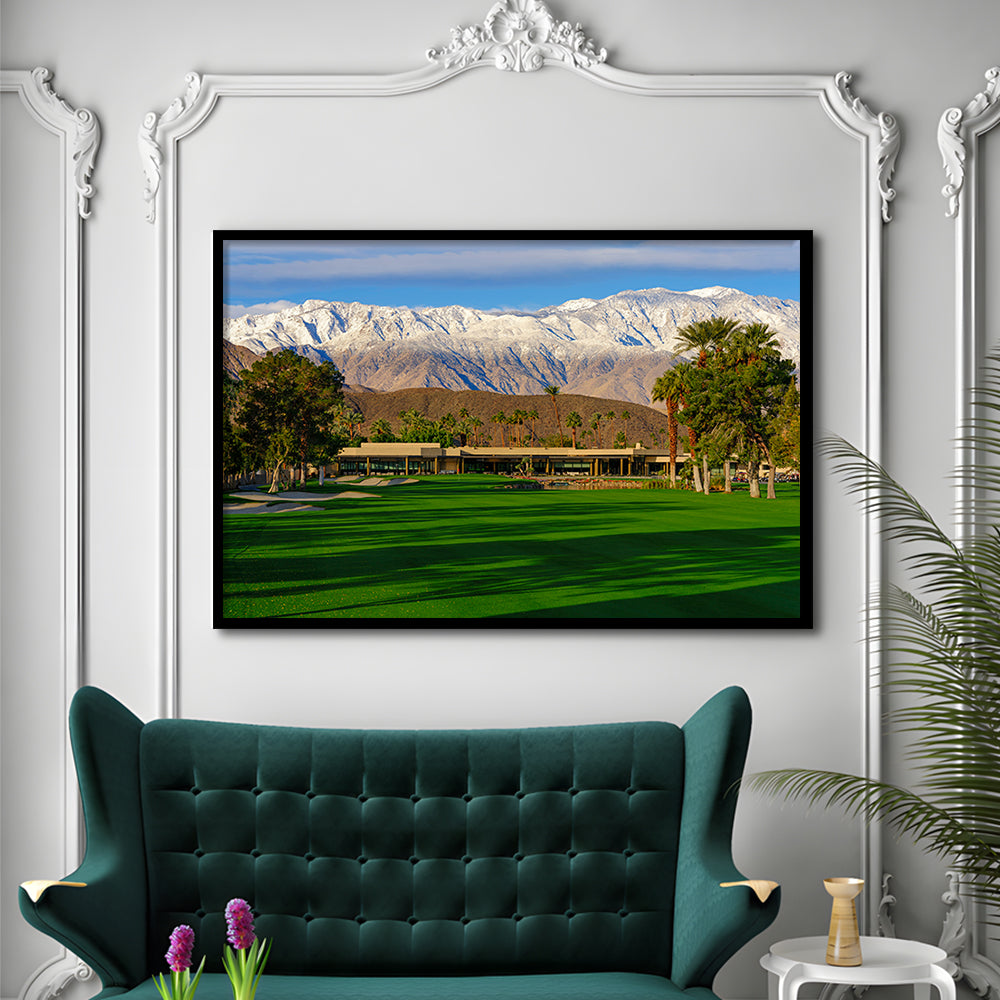 San Jacinto Mountain Framing The 18Th Hole At Tamarisk Golf Courses, Framed Art Print Wall Decor, Picture Framed