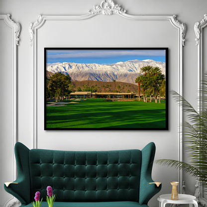 San Jacinto Mountain Framing The 18Th Hole At Tamarisk Golf Courses, Framed Art Print Wall Decor, Picture Framed