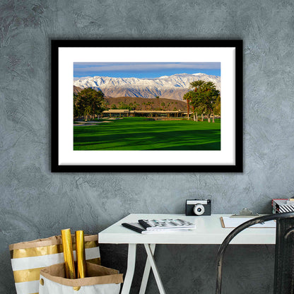 San Jacinto Mountain Framing The 18Th Hole At Tamarisk Golf Courses, Goft Art Print, Framed Art Print White Border