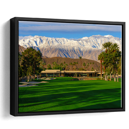 San Jacinto Mountain Framing The 18Th Hole At Tamarisk Golf Courses, Floating Framed Canvas Print Wall Art