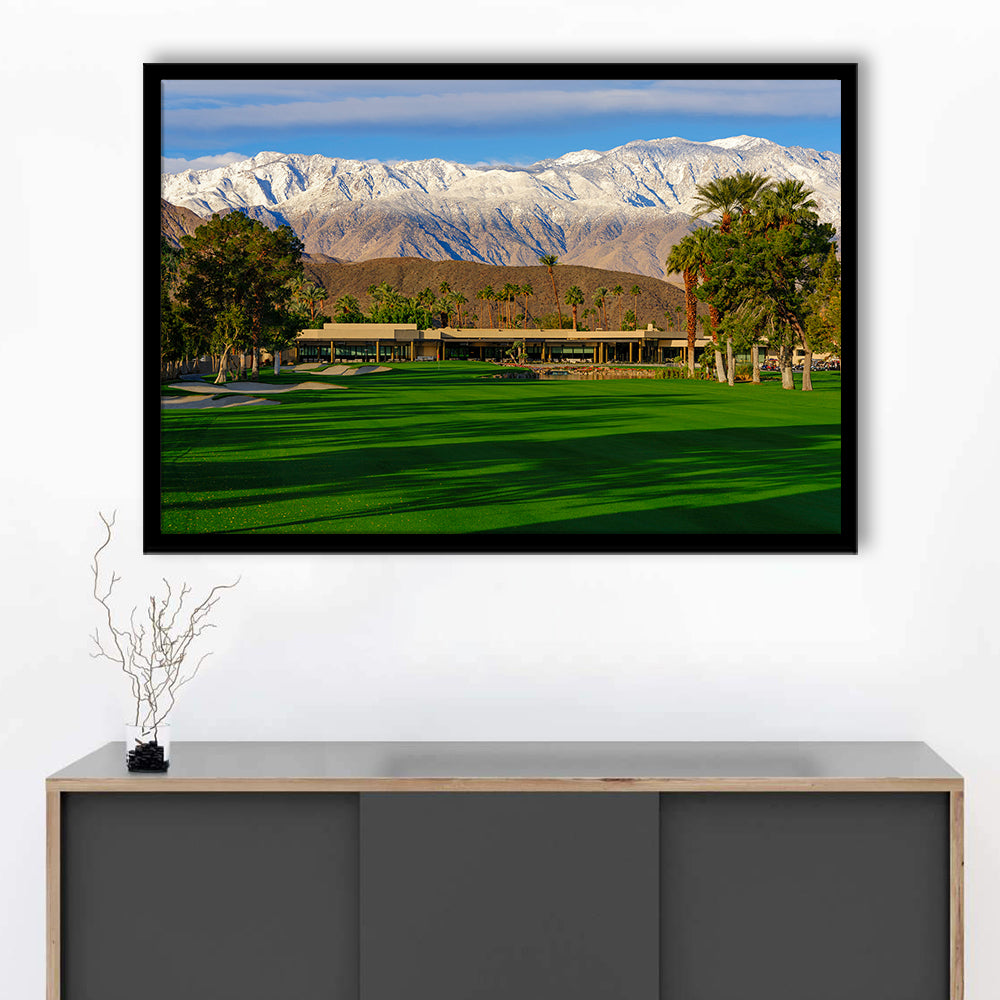 San Jacinto Mountain Framing The 18Th Hole At Tamarisk Golf Courses, Framed Art Print Wall Decor, Picture Framed