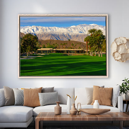 San Jacinto Mountain Framing The 18Th Hole At Tamarisk Golf Courses, Floating Framed Canvas Print Wall Art