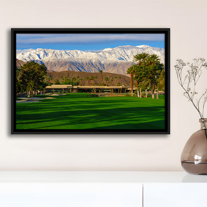 San Jacinto Mountain Framing The 18Th Hole At Tamarisk Golf Courses, Floating Framed Canvas Print Wall Art