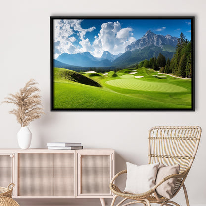 A Stunning View Of A Golf Course, Floating Framed Canvas Print Wall Art