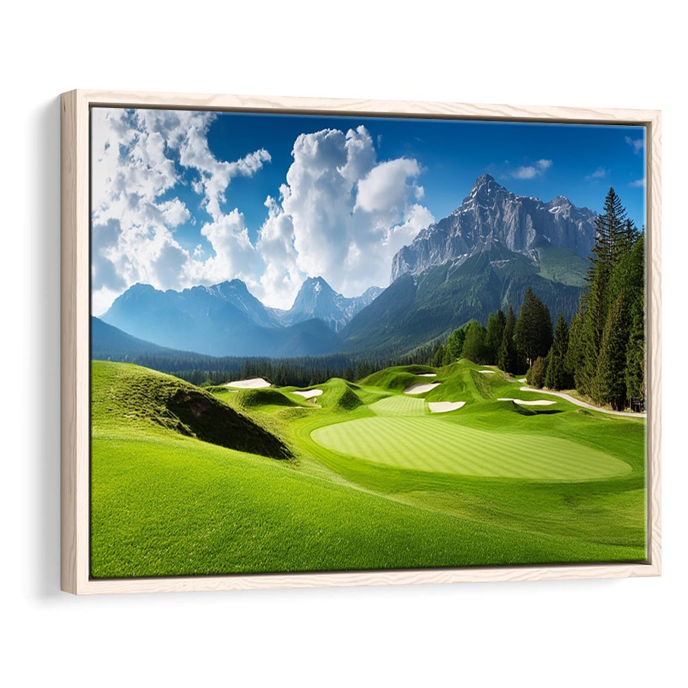 A Stunning View Of A Golf Course, Floating Framed Canvas Print Wall Art