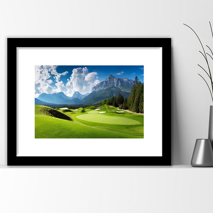 A Stunning View Of A Golf Course, Goft Art Print, Framed Art Print White Border Wall Decor