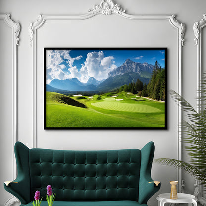 A Stunning View Of A Golf Course, Framed Art Print Wall Decor, Picture Framed
