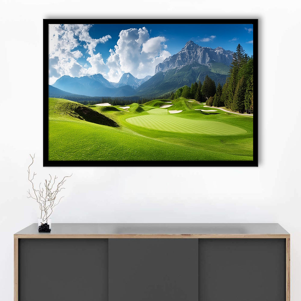 A Stunning View Of A Golf Course, Framed Art Print Wall Decor, Picture Framed