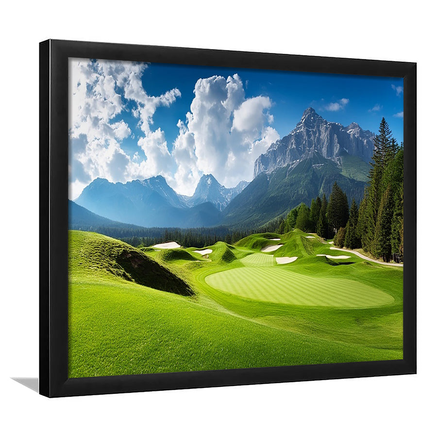A Stunning View Of A Golf Course, Framed Art Print Wall Decor, Picture Framed
