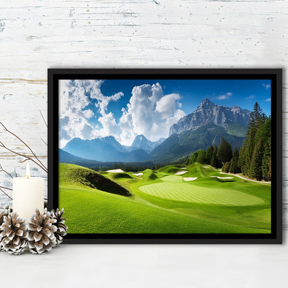 A Stunning View Of A Golf Course, Floating Framed Canvas Print Wall Art