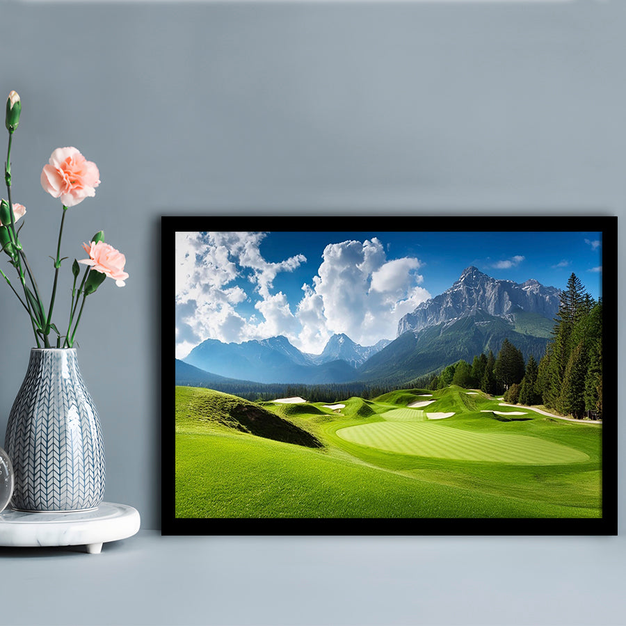 A Stunning View Of A Golf Course, Framed Art Print Wall Decor, Picture Framed
