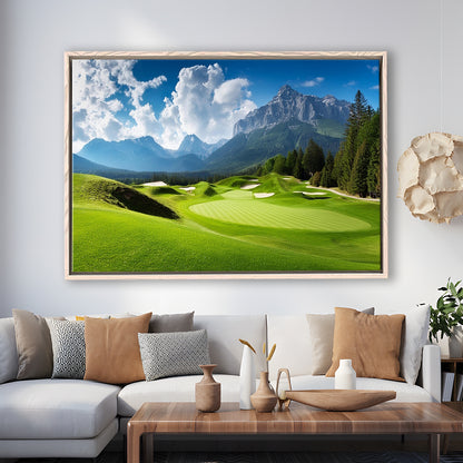 A Stunning View Of A Golf Course, Floating Framed Canvas Print Wall Art