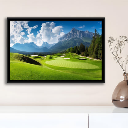 A Stunning View Of A Golf Course, Floating Framed Canvas Print Wall Art