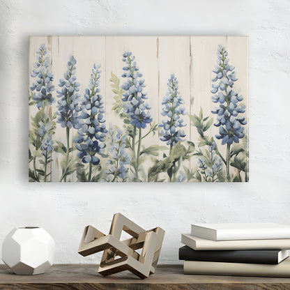 Above Bed Blue Wildflowers On White Background Painting Canvas Print, Canvas Print Wall Art, Wall Decor, Painting Canvas