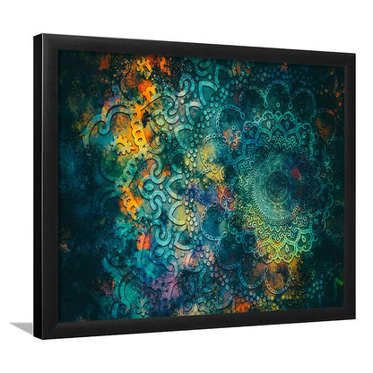 Abstract Ancient Wall Art, Geometric Mandala Art Prints, Framed Art Print, Picture Framed