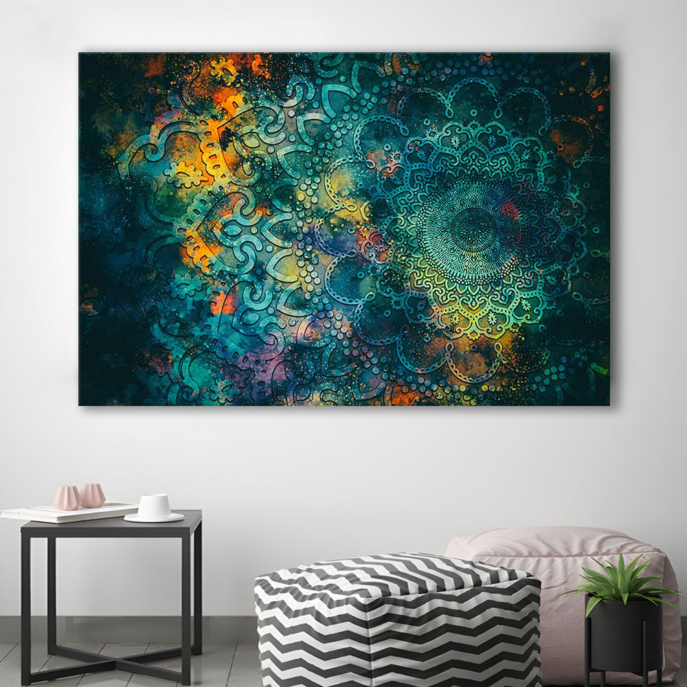 Abstract Ancient Wall Art, Geometric Mandala Canvas Print, Cavas Print Wall Art Hom Decor