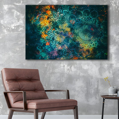 Abstract Ancient Wall Art, Geometric Mandala Canvas Print, Cavas Print Wall Art Hom Decor