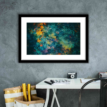 Abstract Ancient Wall Art, Geometric Mandala Art Print, Framed Art Print White Border
