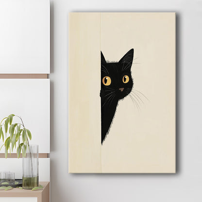Abstract Black Cat Drawing, Minimalist, Boho Home Decor, Animal Sketch, Animal Wall Decor, Canvas Print, Canvas Decor
