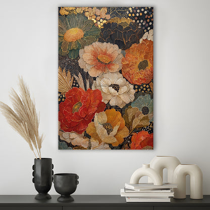Abstract Botanical Print, Earthy Wildflower Art, Boho Home Decor, Wildflowers Painting, Canvas Print, Canvas Decor
