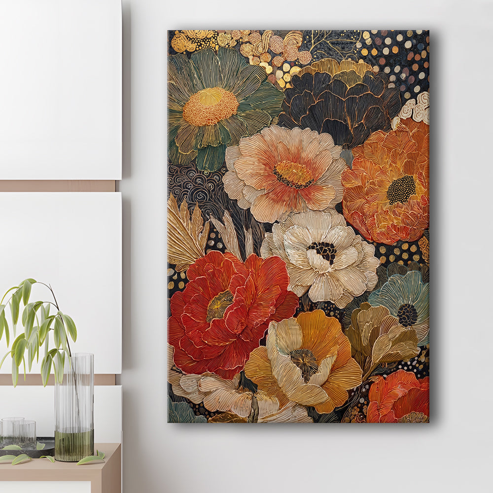 Abstract Botanical Print, Earthy Wildflower Art, Boho Home Decor, Wildflowers Painting, Canvas Print, Canvas Decor
