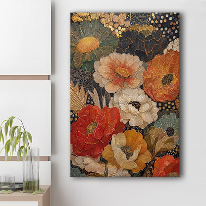 Abstract Botanical Print, Earthy Wildflower Art, Boho Home Decor, Wildflowers Painting, Canvas Print, Canvas Decor
