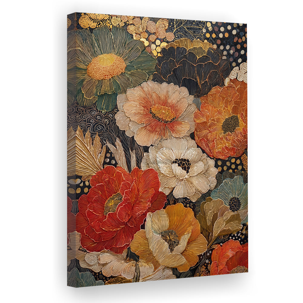 Abstract Botanical Print, Earthy Wildflower Art, Boho Home Decor, Wildflowers Painting, Canvas Print, Canvas Decor